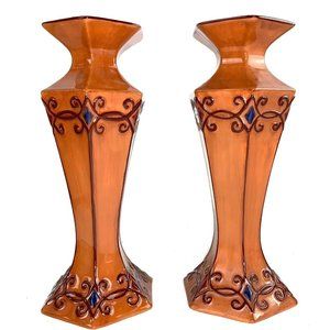 Set Of 2 Deb Hrabik Demdaco Treasured Home Taper Candle Holder Candlesticks